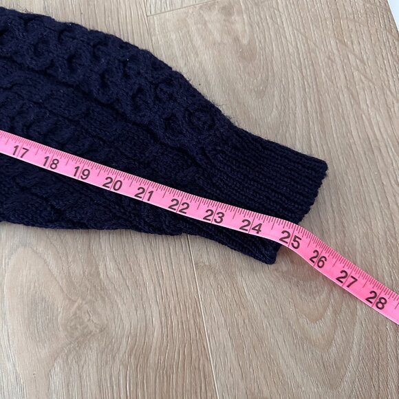 Vtg Pure Wool Aran Cable Knit Cardigan Sweater - Navy - Picture 12 of 14